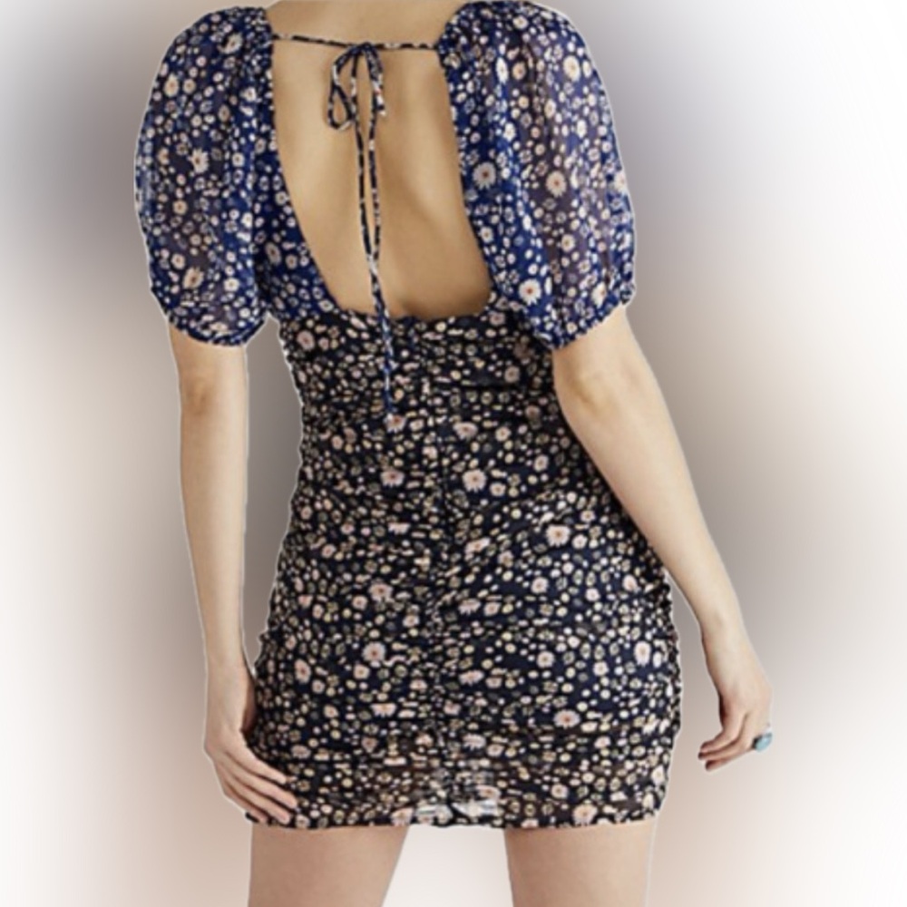 Free People Mini Dress multicolor Size Medium Floral Ruched Lined